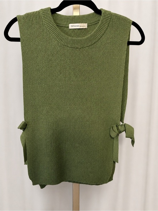 Zenana Outfitters Tops - Zenana Outfitters Olive Side-Tie Sleeveless Knit Shell